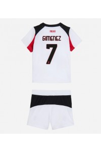 AC Milan Santiago Gimenez #7 Jalkapallovaatteet Lasten Vieraspeliasu 2025-26 Lyhythihainen (+ Lyhyet housut)